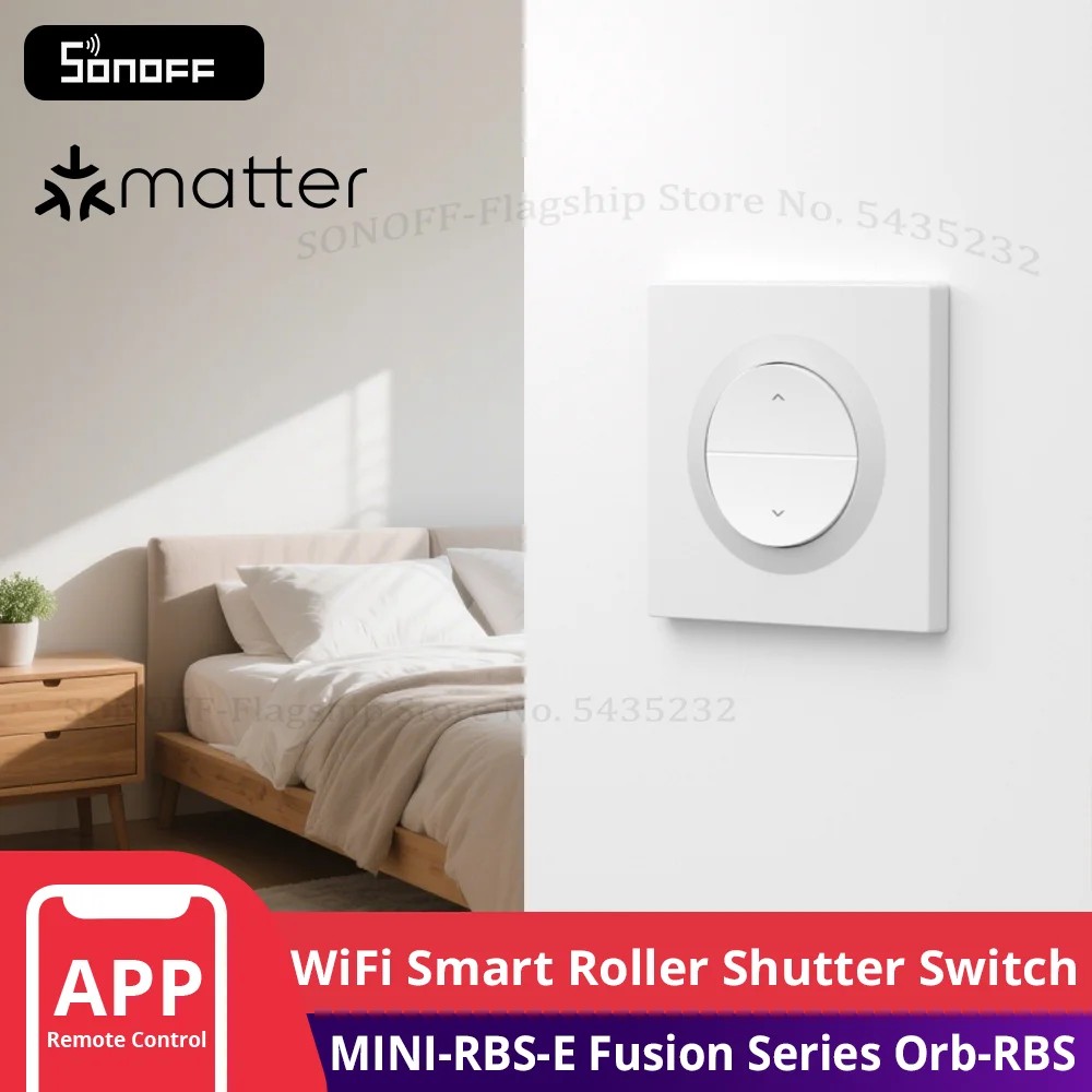 SONOFF MINI-RBS-E Matter WiFi Smart Curtain Switch Roller Shutter Wall